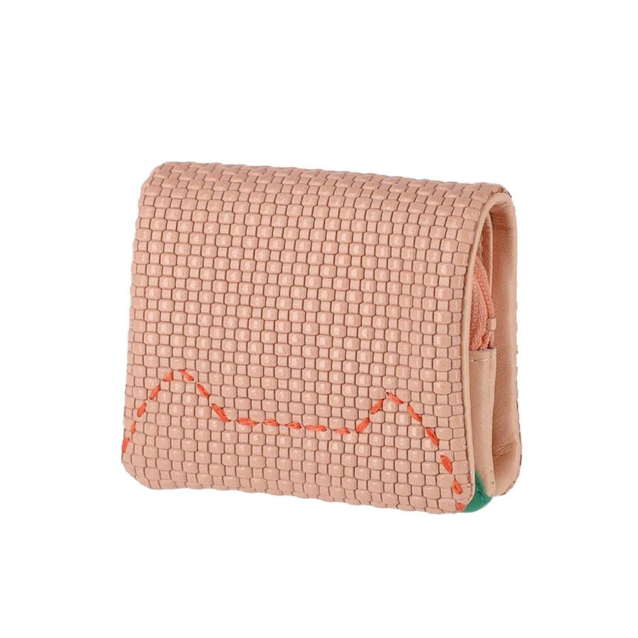 【tsumori chisato CARRY】 57890 エンボスメッシュ 2つ折り財布 ネコステッチ ウォレット サイフ レディース プレゼント ギフト 母の日 敬老の日 ピンク 日本製