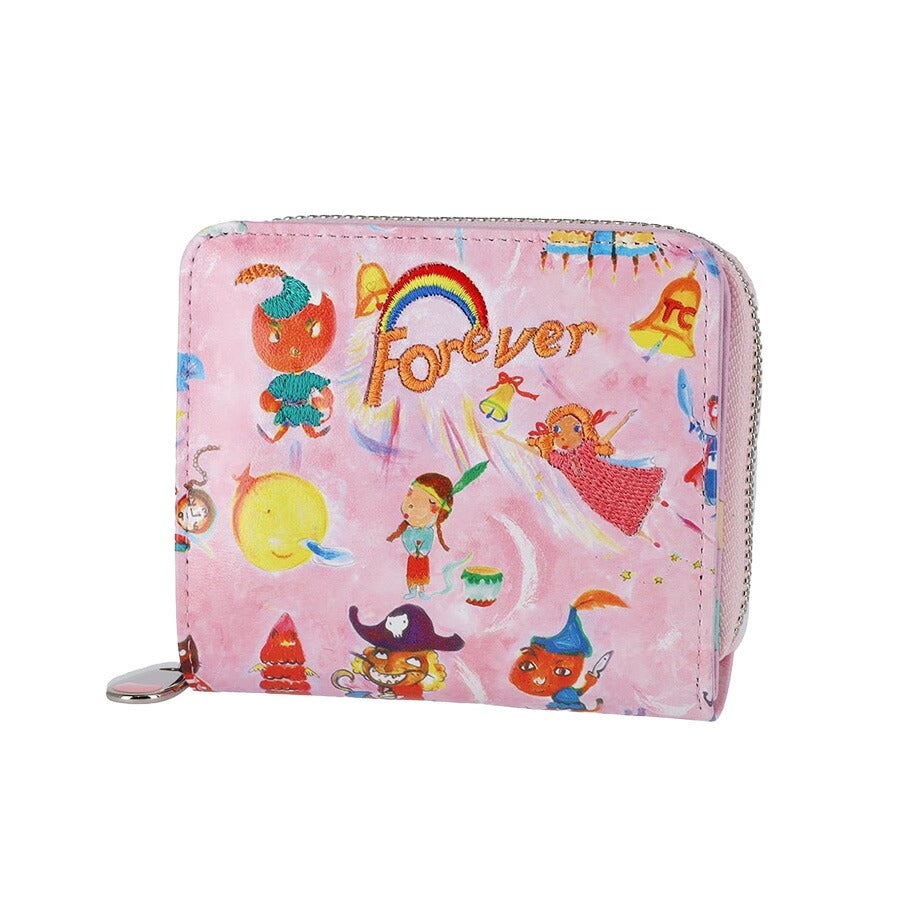 【tsumori chisato CARRY】 57896 ピーターパン ラウンドファスナー 2つ折り財布 ウォレット サイフ レディース プレゼント 母の日 敬老の日 ピンク 日本製