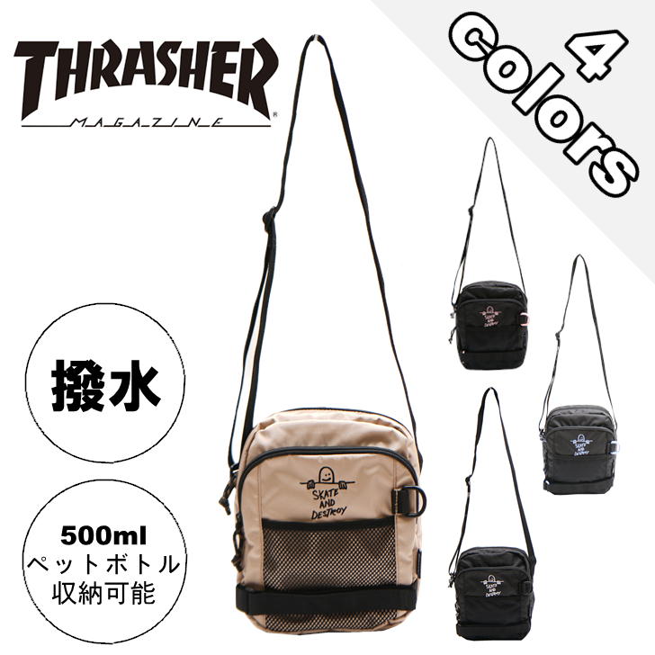 【レターパック配送】THRASHER スラッシャー MarkGonzales マークゴンザレス ショルダーバッグ THR-264 カバン バッグ メンズ レディース 撥水 スケーター ストリート アウトドア 旅行 GONZ デイリー使い キャンプ 学生 おしゃれ 人気