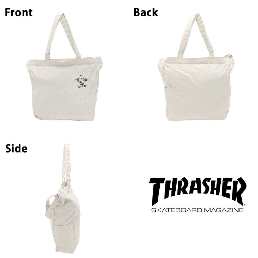 THRASHER thr273 ハンプトートショルダー 手持ち 肩掛け 斜め掛け 2wayバッグ かばん 普段使い ユニセックス メンズ レディース プレゼント ギフト ブラック