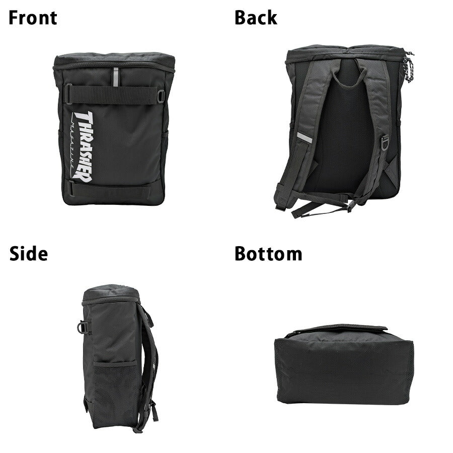THRASHER thr289 BOXバックパック 20L リュック 大容量 リュックサック 通学 かばん 普段使い 女の子 男の子 子供 ジュニア キッズ プレゼント ギフト ブラック