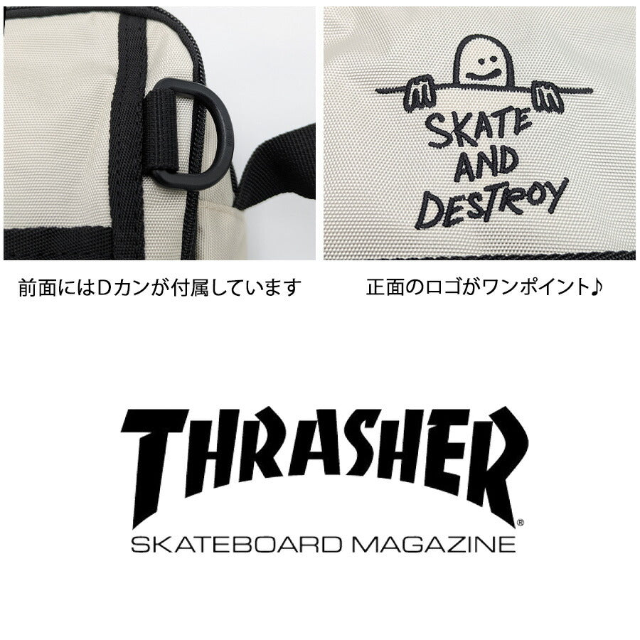 THRASHER thr300 縦型 ミニショルダーバッグ 斜め掛け 斜め掛けバッグ 小さめ かばん 普段使い ユニセックス レディース メンズ プレゼント ギフト ブラック