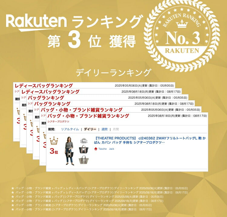 【THEATRE PRODUCTS】 cl240362 2WAYフリルトートバッグL 鞄 かばん カバン バッグ 手持ち シアタープロダクツ 普段使い 使いやすい 便利 プレゼント 贈り物