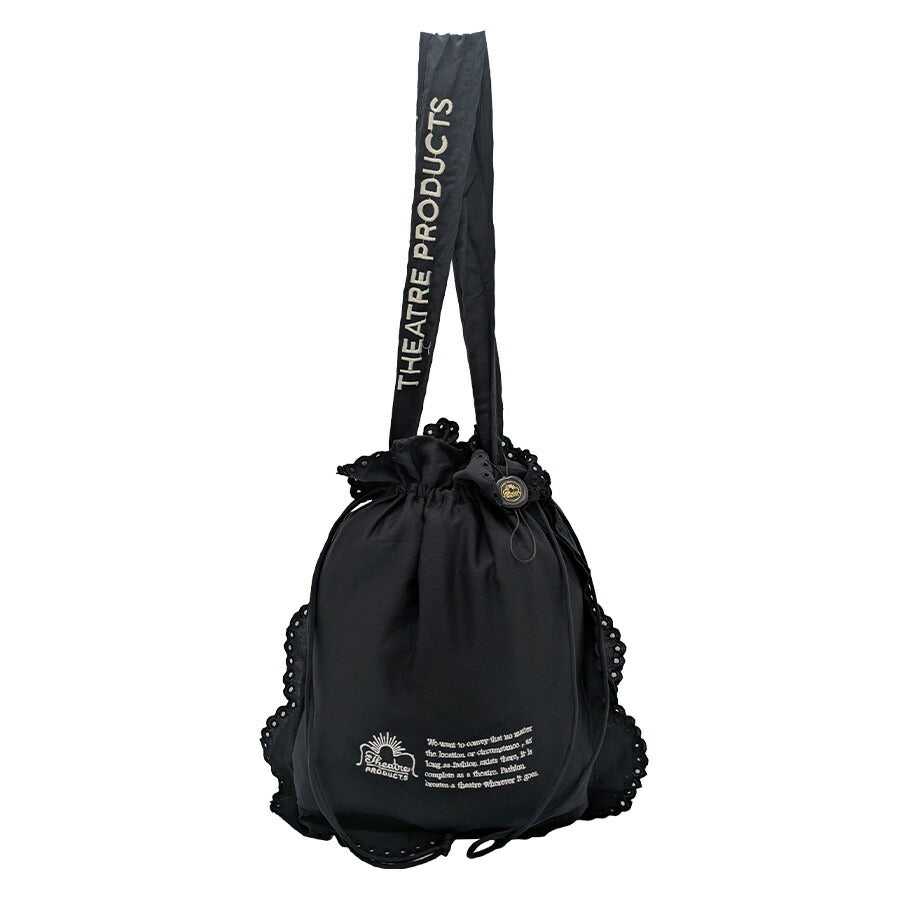 【クリックポスト/時間指定不可】【THEATRE PRODUCTS】cl240855 COTTON LACE DRAWSTRING HAND BAG-L- 肩掛け かばん レディース プレゼント ギフト ブラック