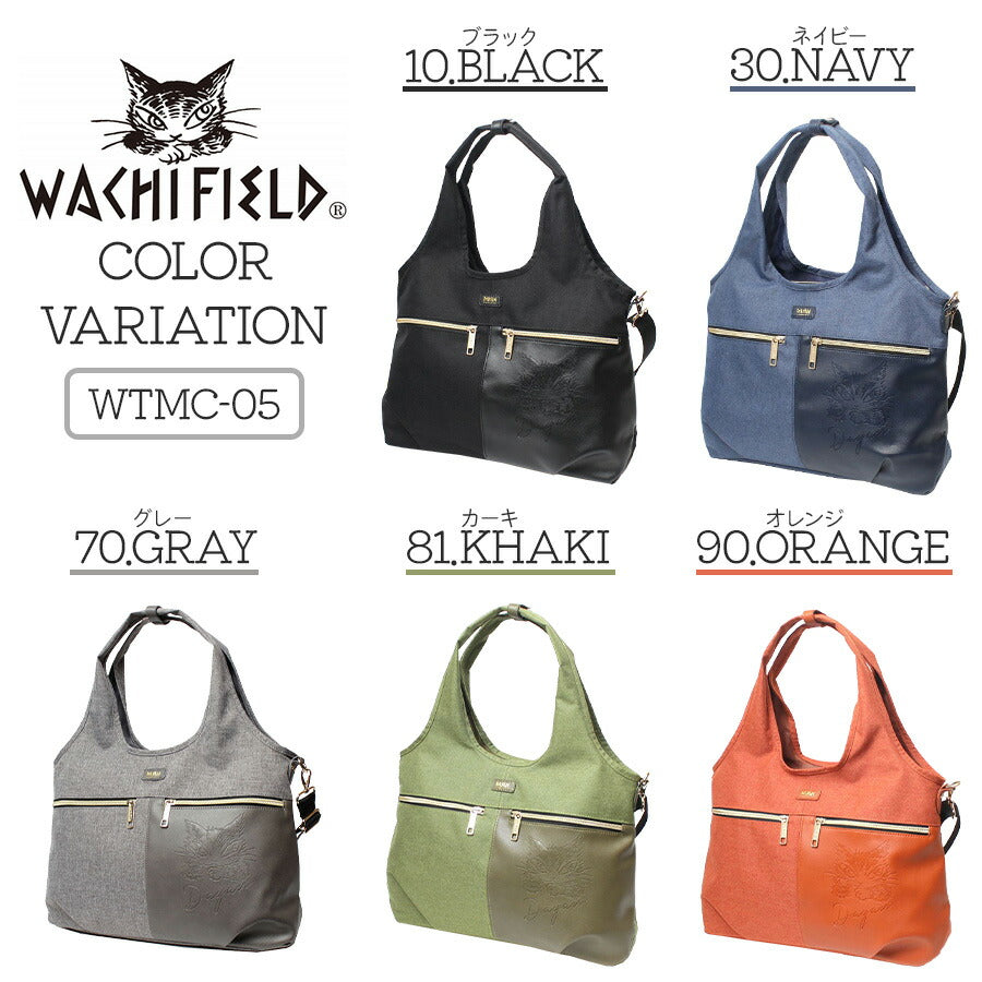 【WACHIFIELD】WTMC-05 トートバッグ バッグ 2WAY ショルダー かばん カバン 鞄 買い物 わちふぃーるど 猫のダヤン ブラック ネイビー グレー カーキ オレンジ かわいい おしゃれ 使いやすい 普段使い 母の日 敬老の日 プレゼント 誕生日