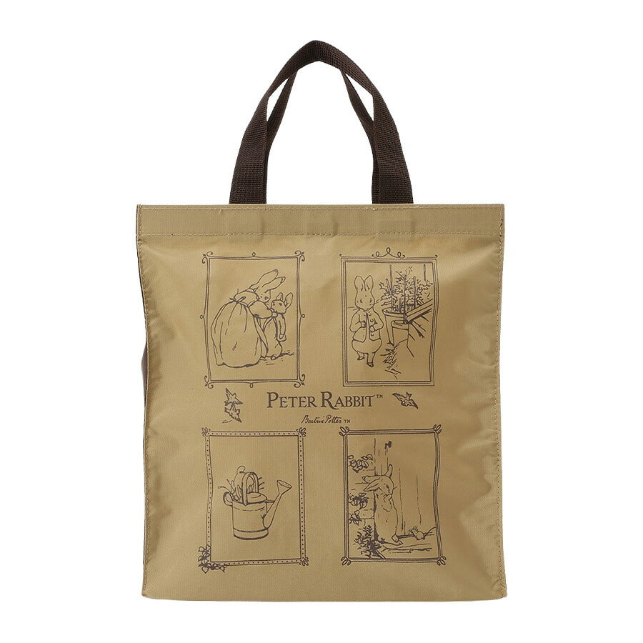 【PETER RABBIT】0646 ハンドバッグ かばん バッグ 手持ち サブバッグ エコバッグ キャラクター 角型 うさぎ ピーターラビット 使いやすい 軽量 ブラック