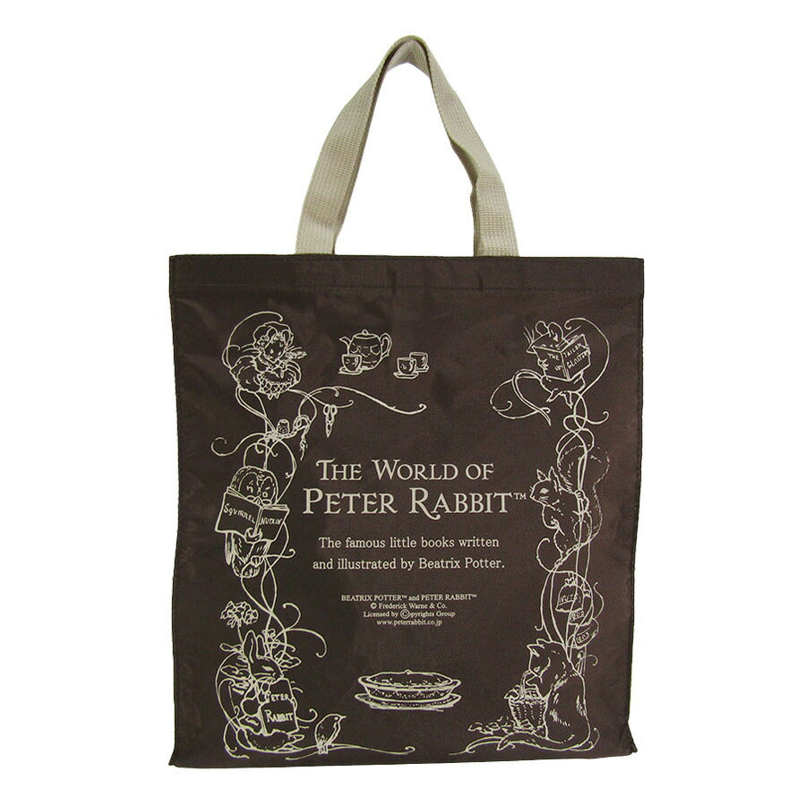 【PETER RABBIT】0647 ハンドバッグ かばん バッグ 手持ち サブバッグ エコバッグ キャラクター 角型 うさぎ ピーターラビット 使いやすい 軽量 ブラック
