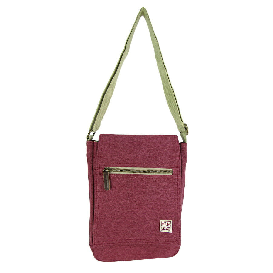 【帆布工房】3X55 FLAP SHOULDERシリーズ ショルダーバッグ はんぷこうぼう ハンプ 綿 コットン 縦型 かぶせ ショルダー 斜め掛け シンプル シンプル レッド カーキ ブラック ネイビー グレー ベージュ 単色