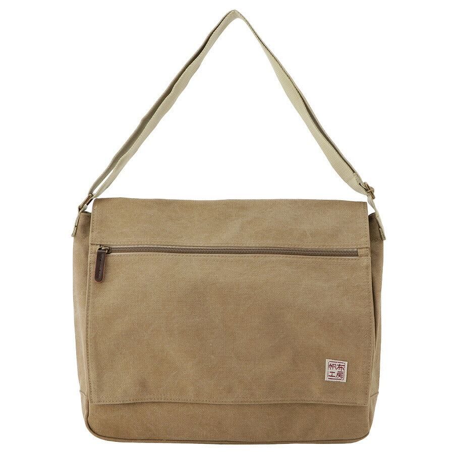 【帆布工房】3X81 FLAP SHOULDERシリーズ ショルダーバッグ はんぷこうぼう ハンプ 綿 コットン 横型 かぶせ ショルダー 斜め掛け シンプル シンプル カーキ ブラック ネイビー ベージュ 単色 おおきめ A4 収納