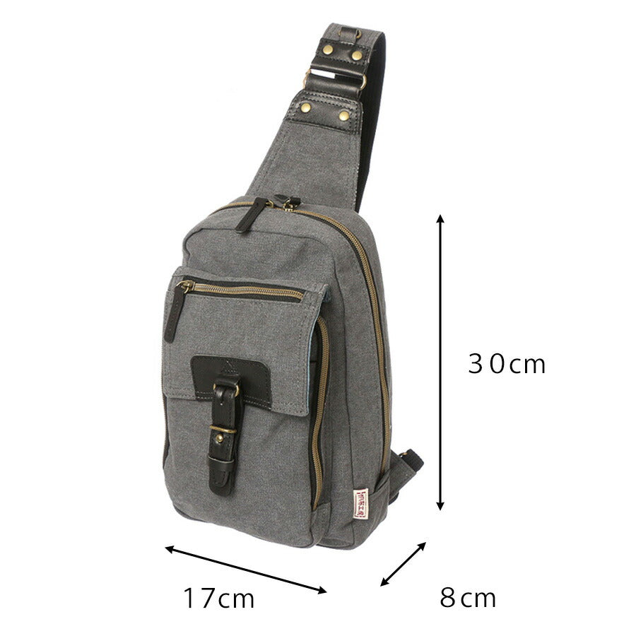 【帆布工房】3X94 VINTAGE2シリーズ ボディバッグ はんぷこうぼう ハンプ 綿 コットン ショルダーバッグ ワンショルダー 左右 付け替え可能 カーキ ブラック グレー ベージュ 縦型 シンプル おしゃれ