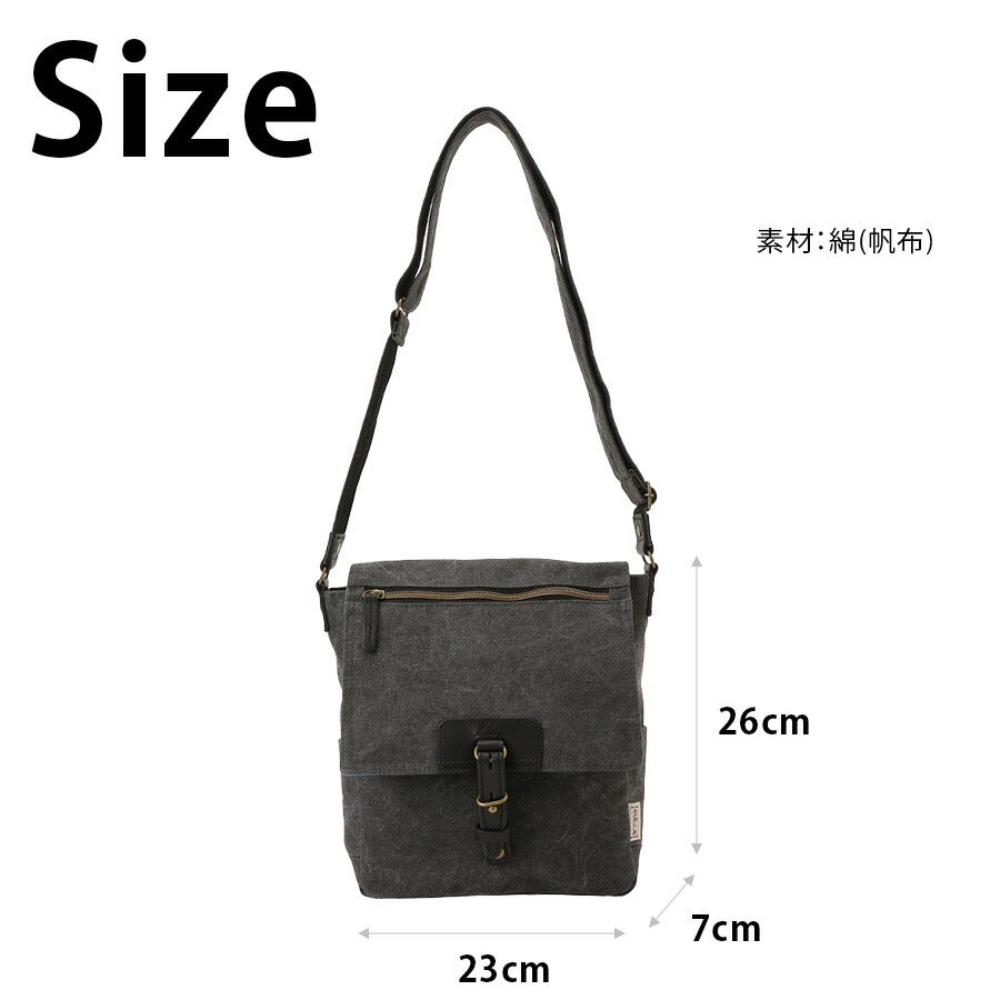 【レターパック配送/時間指定不可】【帆布工房】 3x95 VINTAGE2 ショルダーバッグ 斜め掛け かばん カバン バッグ ユニセックス プレゼント 敬老の日 ブラック
