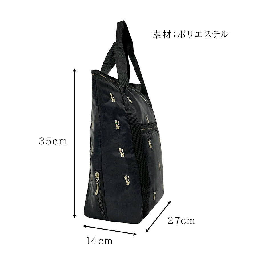 【Ferlieden】4916 刺繍 縦型トートバッグ フェアリーデン ししゅう 猫 花 かわいい ポイント おしゃれ プレゼント プチギフト 軽量 軽い ブラック レディース 母の日 敬老の日 誕生日 記念日 使いやすい ポケット