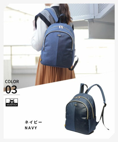 WachiField わちふぃーるど フェイクレザー 合皮 メランジ リュックサック バックパック デイバック カバン レディース 通勤 WTMC-03 お出かけ サブバッグ 旅行 軽量 エレガント ギフト プレゼント ねこ ダヤン