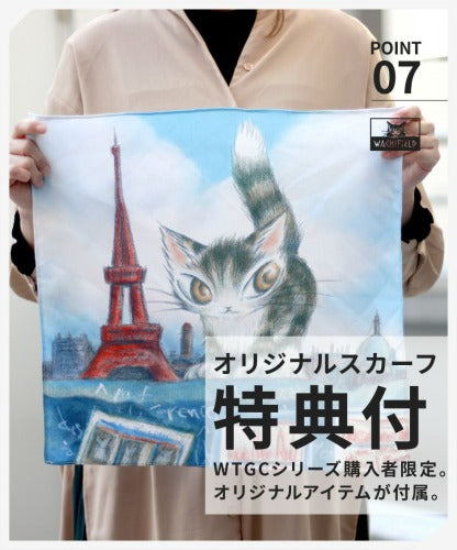 【当店オリジナルエコバッグプレゼント中！】【WachiField】 わちふぃーるど フェイクレザー ショルダーバッグ 斜め掛け 肩掛け カバン  レディース スカーフ WTGC-02 お出かけ サブバッグ 旅行 軽量 エレガント ギフト プレゼント  母の日 敬老の日 ダヤン 猫