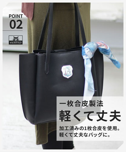 【当店オリジナルエコバッグプレゼント中！】【WachiField】 わちふぃーるど フェイクレザー 合皮 トートバッグ 肩掛け カバン レディース スカーフ WTGC-03 お出かけ サブバッグ 旅行 通勤 軽量 エレガント ギフト プレゼント  母の日 敬老の日 ねこ ダヤン