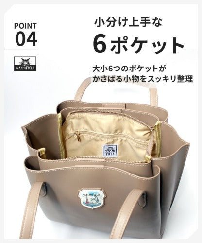 【当店オリジナルエコバッグプレゼント中！】【WachiField】 わちふぃーるど フェイクレザー 合皮 トートバッグ 肩掛け カバン レディース スカーフ WTGC-03 お出かけ サブバッグ 旅行 通勤 軽量 エレガント ギフト プレゼント  母の日 敬老の日 ねこ ダヤン