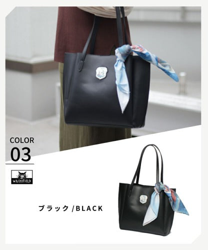 【当店オリジナルエコバッグプレゼント中！】【WachiField】 わちふぃーるど フェイクレザー 合皮 トートバッグ 肩掛け カバン レディース スカーフ WTGC-03 お出かけ サブバッグ 旅行 通勤 軽量 エレガント ギフト プレゼント  母の日 敬老の日 ねこ ダヤン