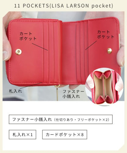LISA LARSON リサ・ラーソン ラウンドファスナー 二つ折り 財布 LTLY-05 Mikey 高級 本革 YKKファスナー マイキー 猫 レディース ギフト 母の日 バレンタイン 人気 プレゼント