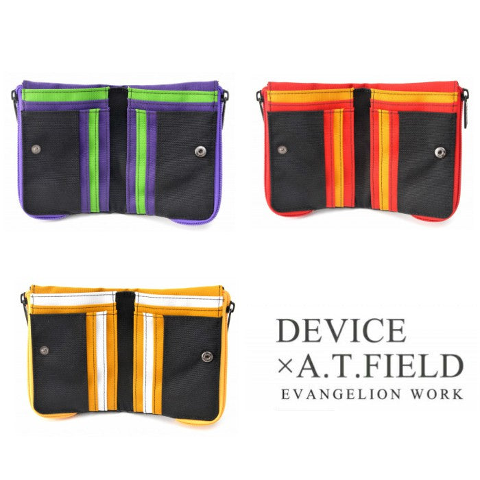 DEVICE 【新世紀エヴァンゲリオンコラボ】DEVICE×A.T.FIELD ターポリン 二つ折り財布 エヴァ 二つ折り 財布  ウォレット 折財布 ファスナー ナイロンDPN90045