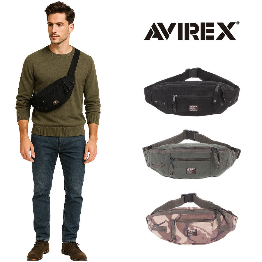 AVIREX　アビレックス　AVX3521　イーグルシリーズ　EAGLE　2WAY ウエストバッグ　ウエストポーチ　ボディバッグ　サブバック　ワンショル　ミリタリー 鞄  迷彩 軽量 アウトドア レジャー 父の日 フェス　おしゃれ　人気