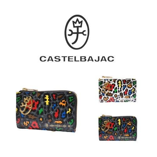 【正規取扱店】【CASTELBAJAC】[レオパールシリーズ] 029613 カステルバジャック レオパール 二つ折り財布 セミサイズ L字ファスナー ゴルフ おしゃれ 人気 牛革 ギフト