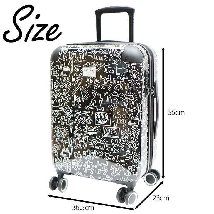 Keith Haring キースヘリング キャリーケース 32L 拡張 39L 15900 キャリーバッグ 拡張式 Wキャスター 機内持ち込み 1泊 2泊 3泊 メンズ レディース ジュニア オールシーズン ブラック ホワイト TSAロック 送料無料 ギフト おしゃれ 人気