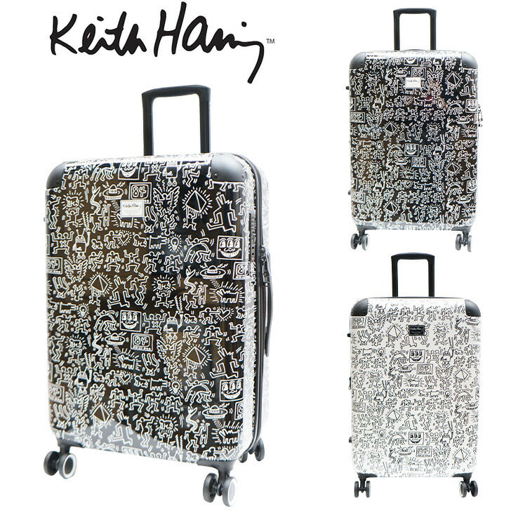 Keith Haring キースヘリング キャリーケース 63L 拡張 72L 15901 キャリーバッグ 拡張式 Wキャスター 大き目 大容量 3泊 4泊 5泊 メンズ レディース ジュニア オールシーズン ブラック ホワイト TSAロック 送料無料 ギフト おしゃれ 人気