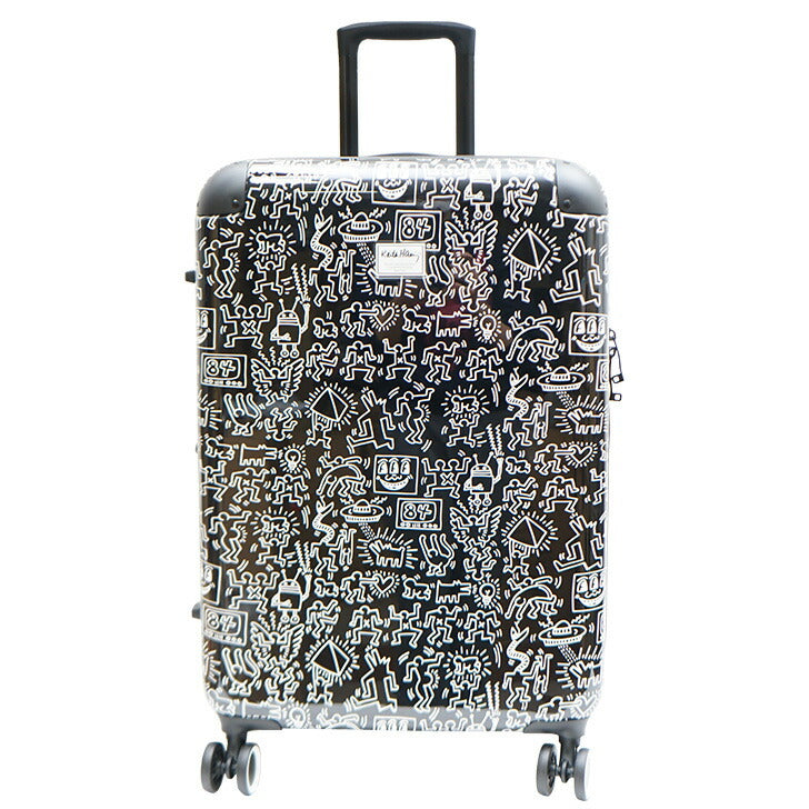 Keith Haring キースヘリング キャリーケース 63L 拡張 72L 15901 キャリーバッグ 拡張式 Wキャスター 大き目 大容量 3泊 4泊 5泊 メンズ レディース ジュニア オールシーズン ブラック ホワイト TSAロック 送料無料 ギフト おしゃれ 人気
