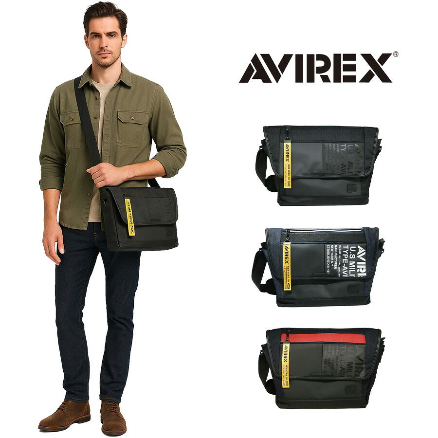 AVIREX アビレックス AVX592 ショルダーバッグ フラップショルダーバッグ メッセンジャーバッグ ミリタリー 鞄 軽量 アウトドア 撥水 雨に強い ターポリン キャンバス タウン レジャー プレゼント おしゃれ 人気