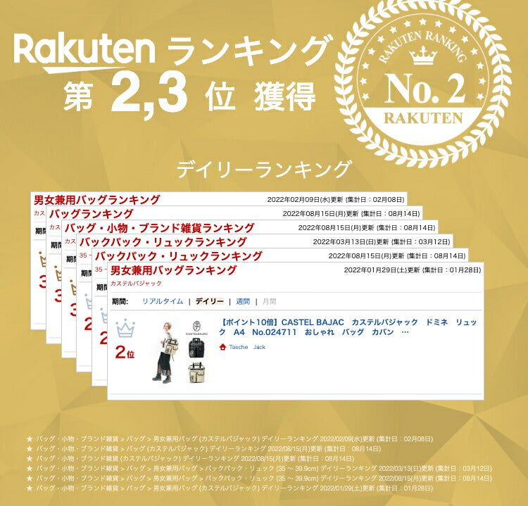【正規取扱店】【CASTELBAJAC】[ドミネシリーズ] 024711 カステルバジャック ドミネ リュック A4 おしゃれ バッグ カバン 鞄 メンズ レディース ユニセックス バジャック ゴルフ 人気 おしゃれ