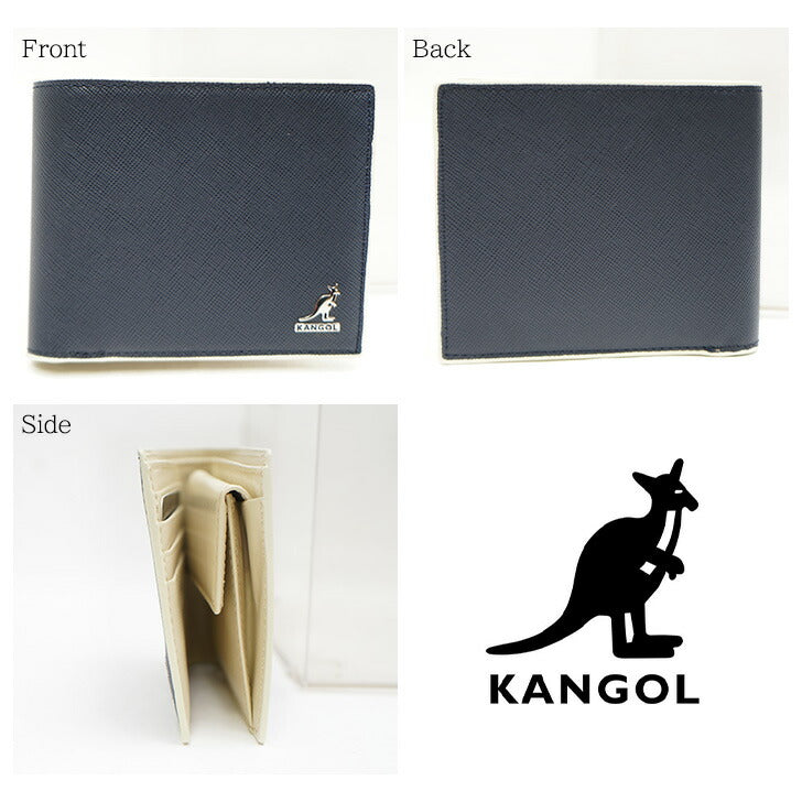 【SNSで話題のレザーケアクリームプレゼント中！】【KANGOL】カンゴール レザー 牛革 折り財布 250-10101 ビジネス フォーマル 通勤 営業 普段使い 日常使い お手頃 使いやすい 便利 定番 人気 売れ筋 おすすめ ネイビー プレゼント collonil コロニル