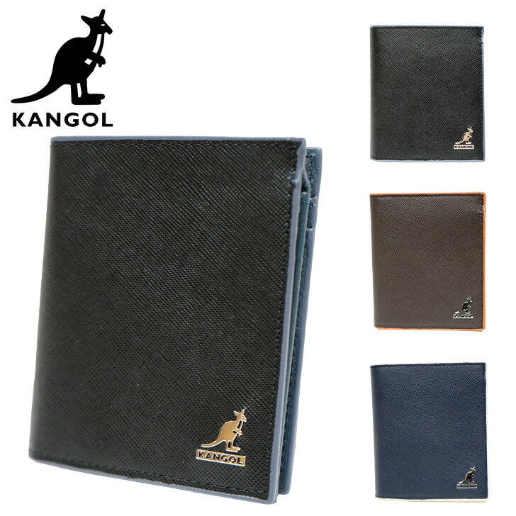 【SNSで話題のレザーケアクリームプレゼント中！】【KANGOL】カンゴール レザー 牛革 折り財布 250-10102 通勤 営業 普段使い 日常使い ユニセックス お手頃 使いやすい 便利 定番 人気 売れ筋 おすすめ ブラック ブラウン ネイビー プレゼント collonil コロニル