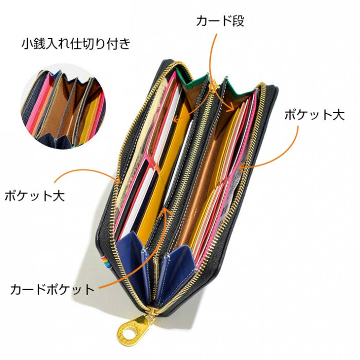 【正規取扱店】【CASTELBAJAC】[レインボーシリーズ] 79615 カステルバジャック レインボー 長財布 ラウンドファスナー おしゃれ 本革 レザー メンズ レディース ゴルフ 人気