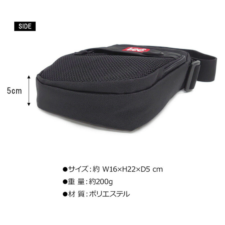 Lee リー 320-3723 PRAY2 ショルダーバッグ 縦型 メンズ レディース ミニショルダー 斜め掛け コンパクト 小さめ ワンマイル ブラック レッド ベージュ ミントグリーン ダブルファスナー カジュアル ボックスロゴ プレゼント おしゃれ ファッション ブランド