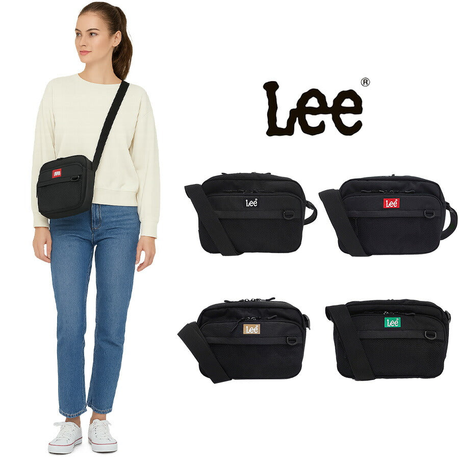 Lee リー 320-3724 PRAY2  ショルダーバッグ 横型 バッグ メンズ レディース ミニショルダー 斜め掛け コンパクト 小さめ ブラック レッド ベージュ ミントグリーン ダブルファスナー カジュアル ボックスロゴ プレゼント おしゃれ
