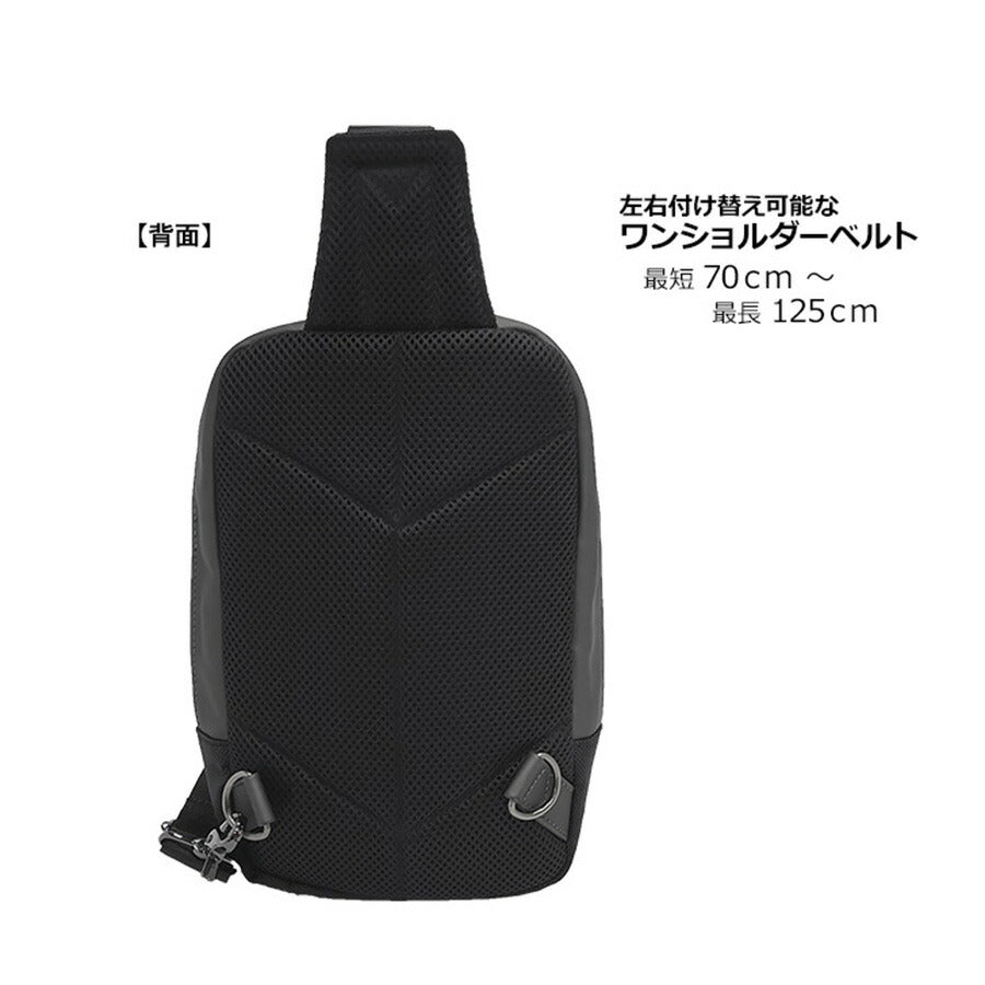 Lee リー wisdom ウィズダム 320-4020 ショルダーバッグ ボディラバー調 マット 合皮 ポリエステル 生地 ファスナーポケット 大人カジュアル ブラック ガンメタ シック Dカン ショルダーベルト 左右 付け替え メンズ レディース 大人 通勤 プレゼント 贈り物