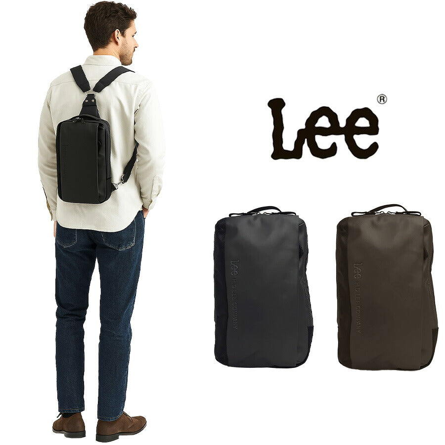 Lee リー wisdom ウィズダム 320-4021 リュック ボディバッグ 2WAY ラバー調 マット 合皮 ポリエステル 生地 ファスナーポケット 大人カジュアル ブラック ガンメタ シック Dカン ショルダーベルト 付け替え メンズ レディース 大人 通勤 プレゼント 贈り物