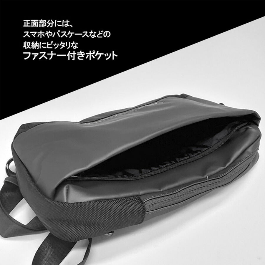 Lee リー wisdom ウィズダム 320-4021 リュック ボディバッグ 2WAY ラバー調 マット 合皮 ポリエステル 生地 ファスナーポケット 大人カジュアル ブラック ガンメタ シック Dカン ショルダーベルト 付け替え メンズ レディース 大人 通勤 プレゼント 贈り物