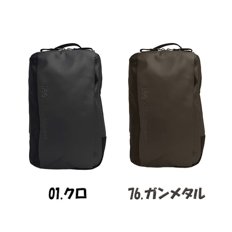 Lee リー wisdom ウィズダム 320-4021 リュック ボディバッグ 2WAY ラバー調 マット 合皮 ポリエステル 生地 ファスナーポケット 大人カジュアル ブラック ガンメタ シック Dカン ショルダーベルト 付け替え メンズ レディース 大人 通勤 プレゼント 贈り物