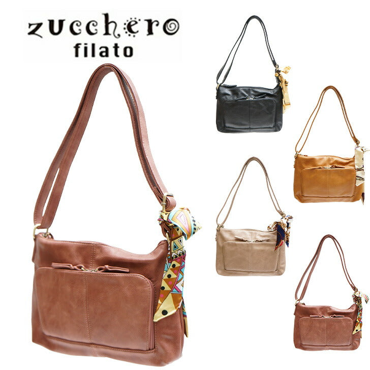 Zucchero filato ズッケロフィラート 合成皮革 ショルダー 48900 ショルダー バッグ 鞄 使いやすい 普段使い レディース 人気 オシャレ  シンプル カジュアル ギフト プレゼント ブラック キャメル オーク ピンク