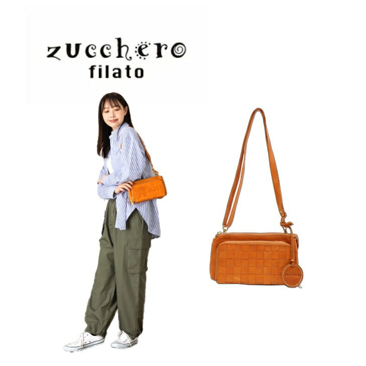 zucchero filato ズッケロフィラート ショルダーバッグ 48917 本革 ハンドメイド ズッケロ ヌメ革 経年変化 手作業 バッグ 財布 カウレザー エイジング シンプル  ナチュラル  リンネル 肩掛け 斜め掛け ショルダー ウォレット 便利 おしゃれ ファッション