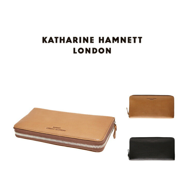 【KATHARINE HAMNETT LONDON】キャサリンハムネットロンドン ラウンドファスナー 長財布 490-57007 SOFTソフト 姫路レザー 本革 姫路産 高級 人気 正規取扱店 ギフト プレゼント