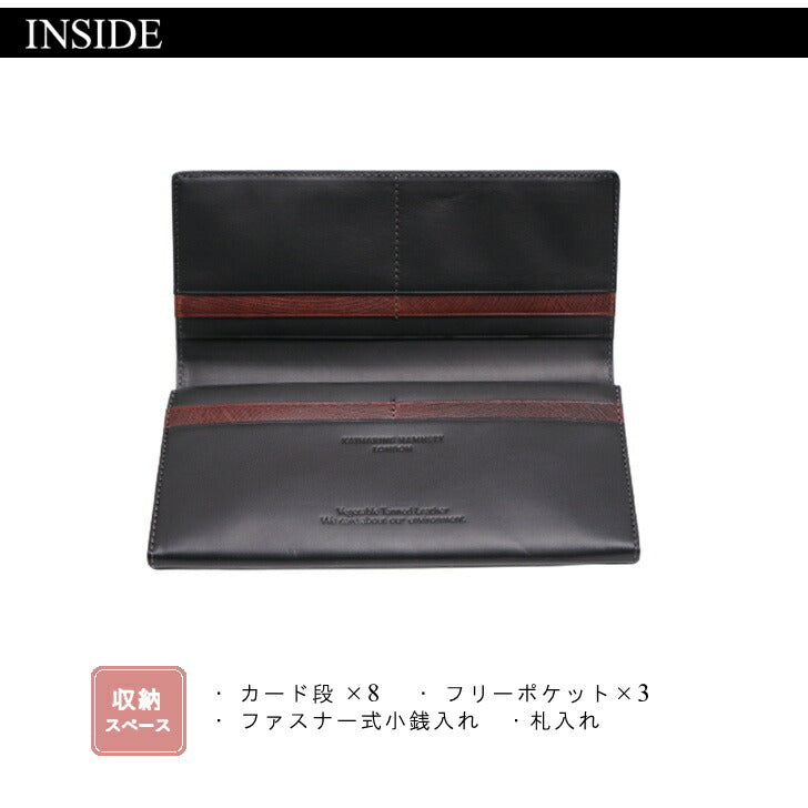 【SNSで話題のレザーケアクリームプレゼント中！】【KATHARINE HAMNETT LONDON】キャサリンハムネットロンドン かぶせ蓋 長財布 490-57304 WAVE イタリアレザー 本革 イタリア産 薄型 高級 人気 正規取扱店 ギフト プレゼント collonil コロニル