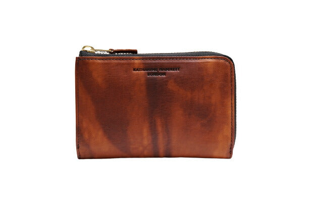 【KATHARINE HAMNETT LONDON】キャサリンハムネットロンドン L字型ファスナーミドル 二つ折り財布 FLUIDフルイド 490-59202おしゃれ イタリアンレザー  高級 本革 ギフト バレンタイン 人気