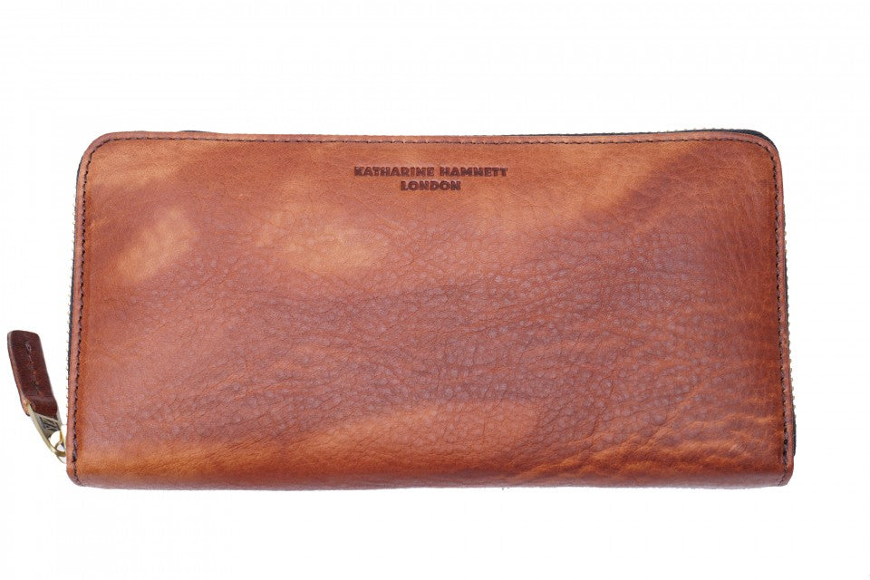 【KATHARINE HAMNETT LONDON】キャサリンハムネットロンドン ラウンドファスナー 長財布 490-59204 フルイド イタリアンレザー 高級 本革 イタリア 人気 父の日