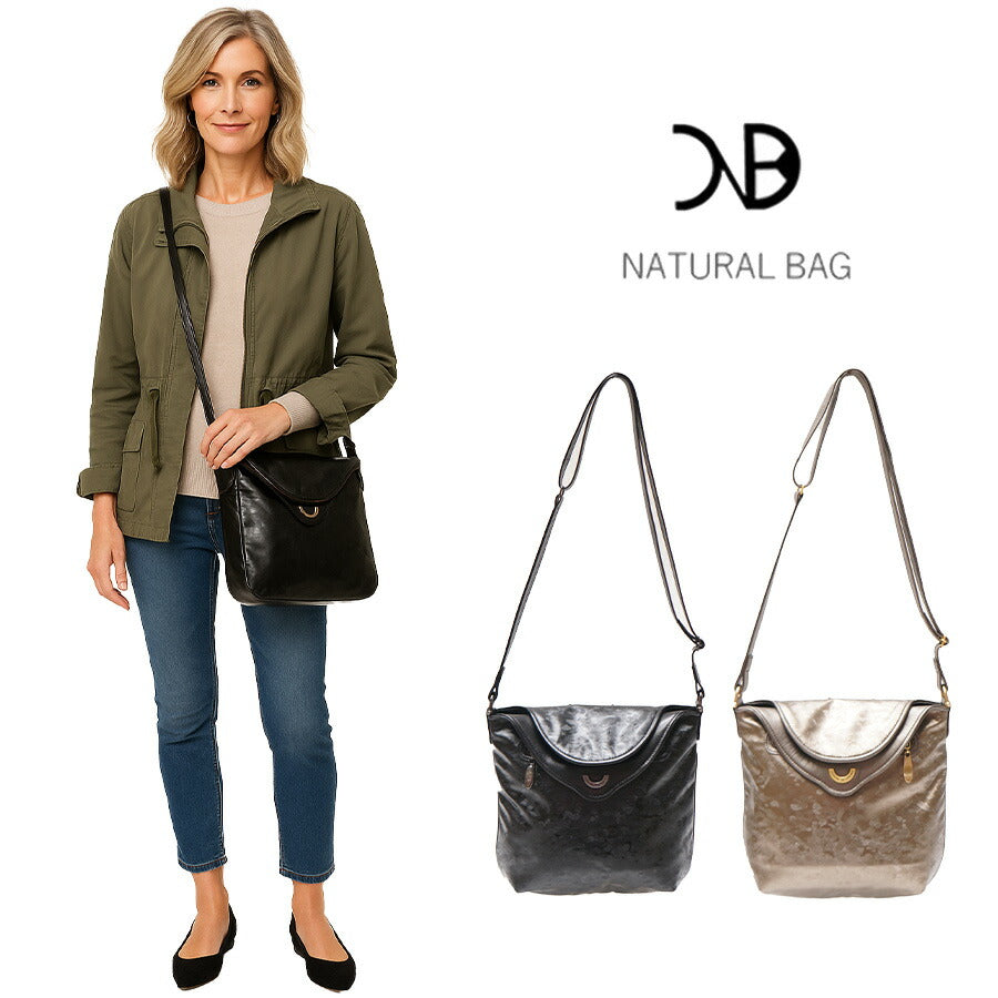 【当店オリジナルエコバッグプレゼント中！】【NATURALBAG】ナチュラルバッグ 合成皮革 ショルダー 日本製 5685 ショルダー バッグ 鞄 使いやすい 普段使い レディース 人気 オシャレ  シンプル カジュアル ギフト プレゼント スクラッチブラック スクラッチブロンズ