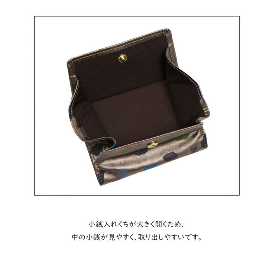 NATURALBAG ナチュラルバッグ NBランダム レディース 二つ折り財布 7123 折サイフ ブロンド ブロンズ 茶 軽量 コンパクト 丈夫 合皮プリント プレゼント ギフト 贈り物 家計用 個人用
