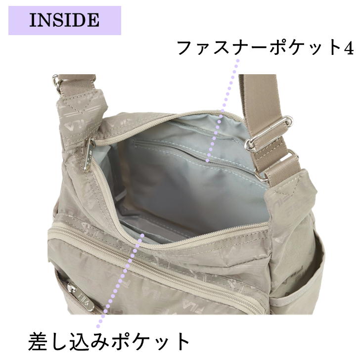 【レターパック配送/時間指定不可】FILA フィラ フラワーシリーズ ジャガード 舟形縦ショルダーバッグ 斜め掛け 肩掛け 7693 パスケース 鞄 超軽量 レディース プレゼント おしゃれ 人気 ギフト ラッピング 母の日 送料無料