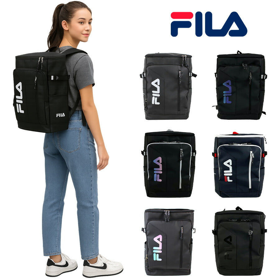 【FILA】リュック 大容量 フィラ サイン 7762 30L 撥水 リュック ボックス 男女兼用 普段使い スク—ル 通学 学生 送料無料《北海道、沖縄、離島代引き不可》