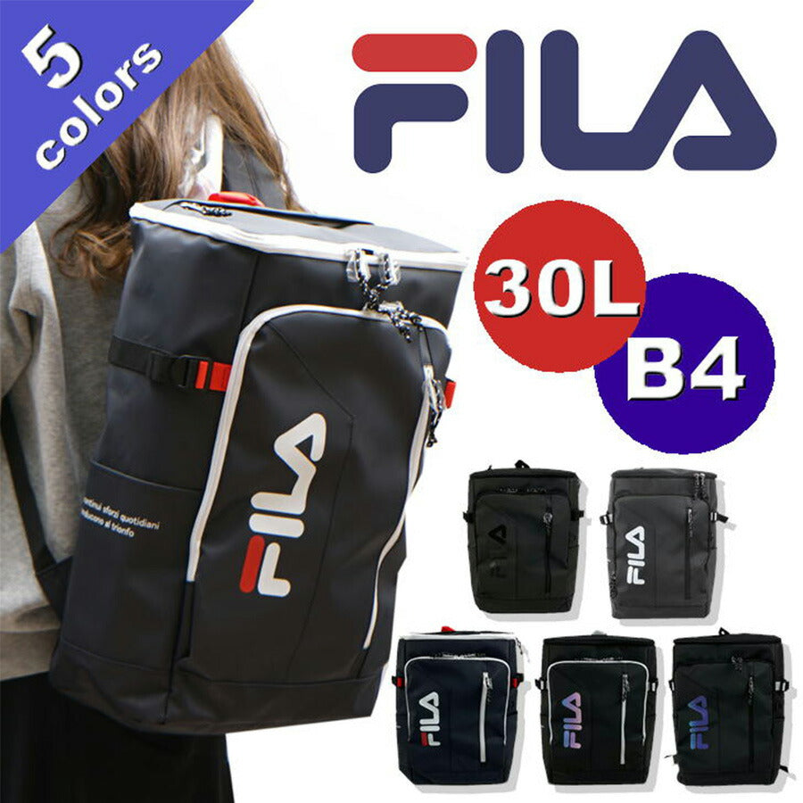 【FILA】リュック 大容量 フィラ サイン 7762 30L 撥水 リュック ボックス 男女兼用 普段使い スク—ル 通学 学生 送料無料《北海道、沖縄、離島代引き不可》